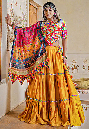 Navaratri Special Rayon Lehenga in Yellow