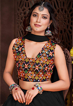 Navratri Special Crepe Lehenga in Black