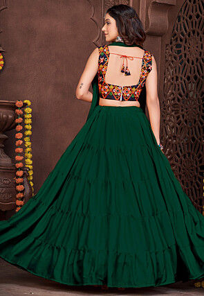 Navratri Special Crepe Lehenga in Dark Green