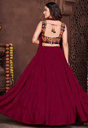 Navratri Special Crepe Lehenga in Maroon