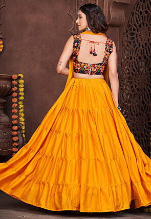 Navratri Special Crepe Lehenga in Mustard