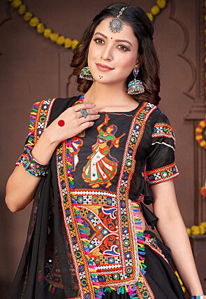 Navratri Special Georgette Lehenga in Black