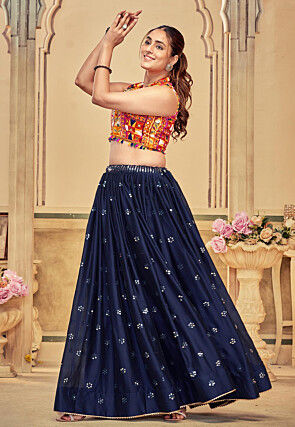 Navratri Kutch Cotton Lehenga in Navy Blue