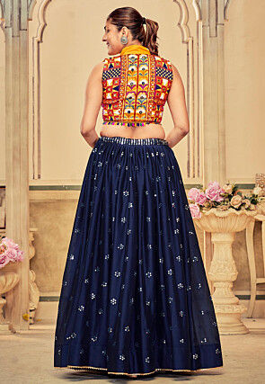 Navratri Kutch Cotton Lehenga in Navy Blue