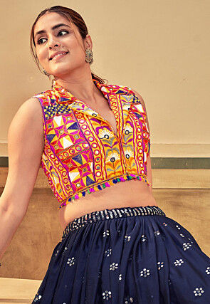 Navratri Kutch Cotton Lehenga in Navy Blue