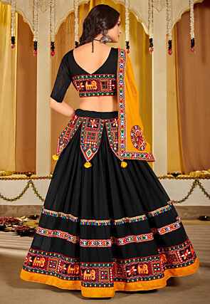 Navratri Kutch Georgette Lehenga in Black