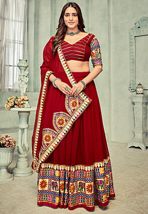 Navratri Kutch Georgette Lehenga in Maroon