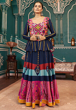 Navratri Special Art Silk Lehenga in Multicolor
