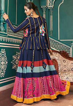 Navratri Special Art Silk Lehenga in Multicolor