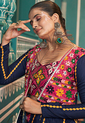 Navratri Special Art Silk Lehenga in Multicolor