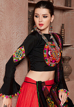 Navratri Special Art Silk Lehenga in Red