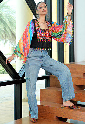 Navratri Special Cotton Crop Top in Multicolor