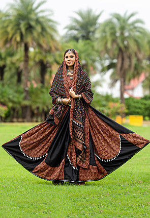 Navratri Special Cotton Lehenga in Black and Brown
