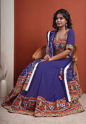 Navratri Special Cotton Lehenga in Blue