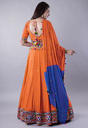 Navratri Special Cotton Lehenga in Dark Orange