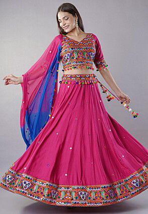 Navratri Special Cotton Lehenga in Dark Pink