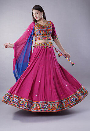 Navratri Special Cotton Lehenga in Dark Pink