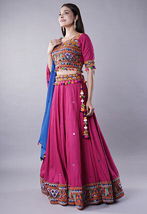 Navratri Special Cotton Lehenga in Dark Pink