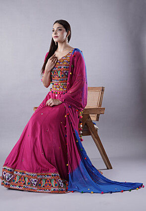 Navratri Special Cotton Lehenga in Dark Pink