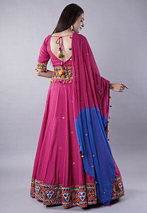 Navratri Special Cotton Lehenga in Dark Pink