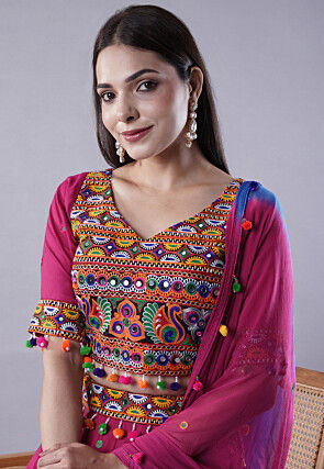 Navratri Special Cotton Lehenga in Dark Pink