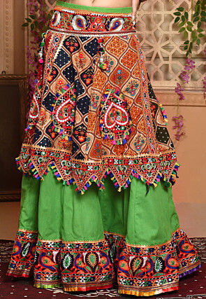 Navratri Special Cotton Lehenga in Green
