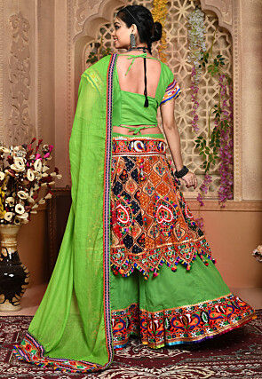 Navratri Special Cotton Lehenga in Green