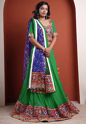 Navratri Special Cotton Lehenga in Green