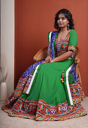 Navratri Special Cotton Lehenga in Green