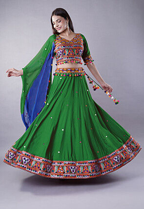 Navratri Special Cotton Lehenga in Green