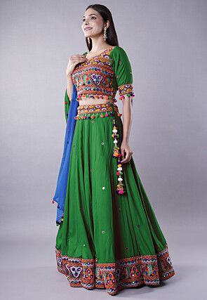 Navratri Special Cotton Lehenga in Green