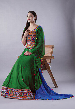 Navratri Special Cotton Lehenga in Green