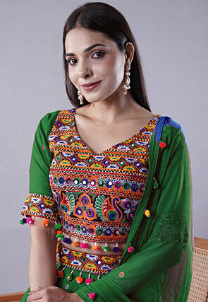 Navratri Special Cotton Lehenga in Green