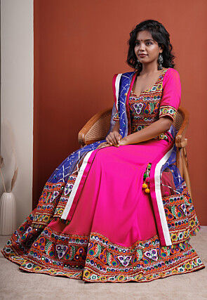 Navratri Special Cotton Lehenga in Magenta