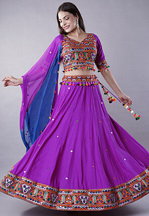 Navratri Special Cotton Lehenga in Purple