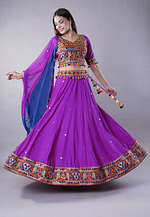 Navratri Special Cotton Lehenga in Purple