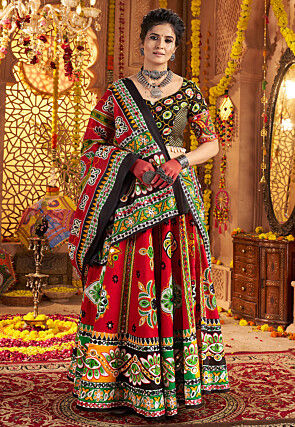 Navratri Special Cotton Lehenga in Red