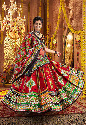 Navratri Special Cotton Lehenga in Red