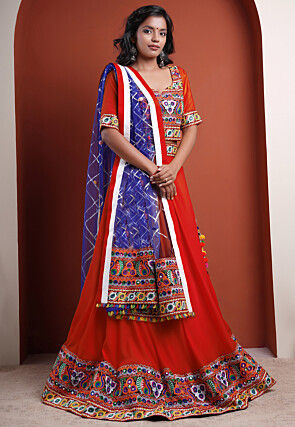 Navratri Special Cotton Lehenga in Red