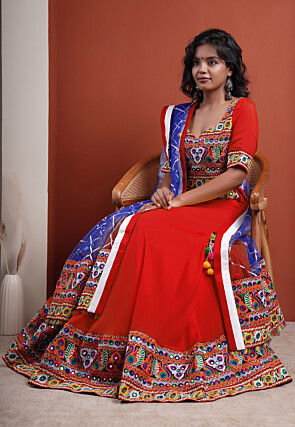 Navratri Special Cotton Lehenga in Red