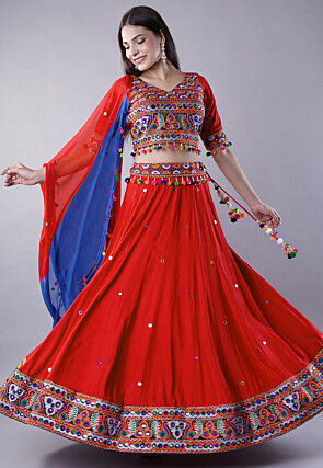 Navratri Special Cotton Lehenga in Red