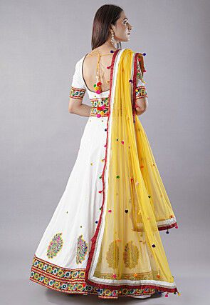 Navratri Special Cotton Lehenga in White