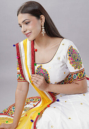 Navratri Special Cotton Lehenga in White
