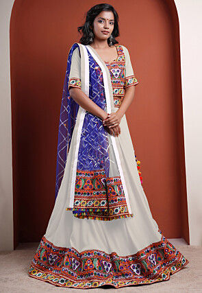 Navratri Special Cotton Lehenga in White