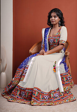 Navratri Special Cotton Lehenga in White