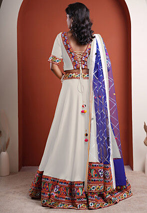Navratri Special Cotton Lehenga in White