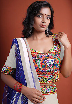 Navratri Special Cotton Lehenga in White