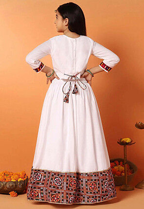 Navratri Special Cotton Lehenga in White