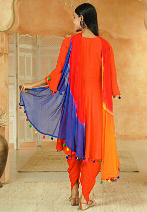Navratri Special Cotton Punjabi Suit in Orange