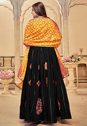Navratri Special Cotton Silk Lehenga in Black